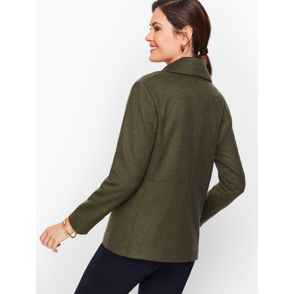 TALBOTS Green BRUSHED ITALIAN WOOL Double Breasted PEA COAT Blazer WOMENS 12 - Picture 2 of 9